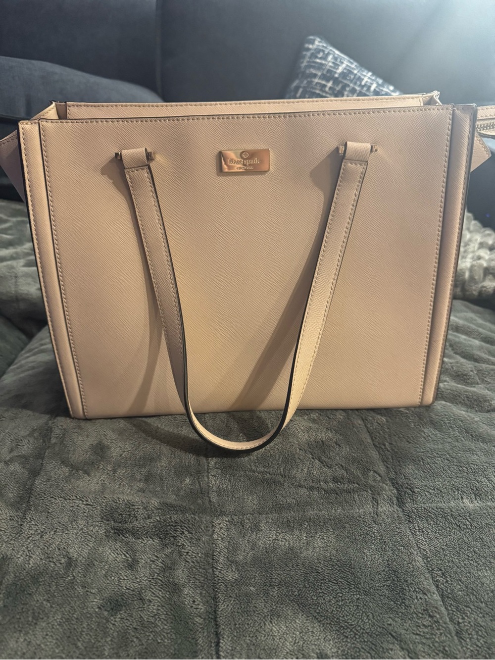 kate spade blush beige structured tote